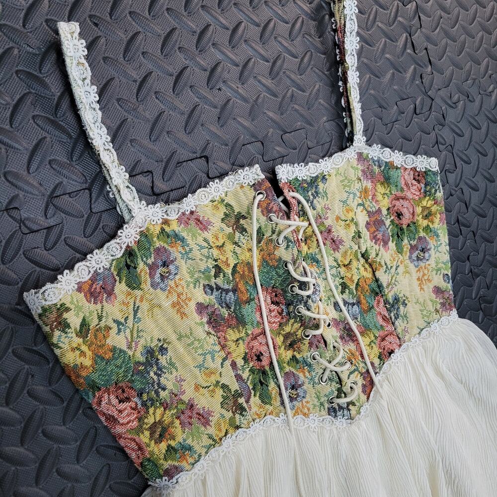 Cider Secret Garden Corset Mini Dress Flowy XL Cottagecore Fairycore Romantic - Picture 2 of 8
